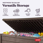 Keter Westwood 150 Gal Outdoor Storage Box for Patio and Pool Accessories