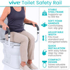 Vive Toilet Safety Rail - Adjustable Grab Bar - Compact Support Frame
