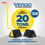 Industrial Extra Large Wheel Chock 2-Pack - Heavy Duty Molded Rubber XL Wheel Chock for Trucks, Trailers, RVs or Large Freight Equipment - Max Weight