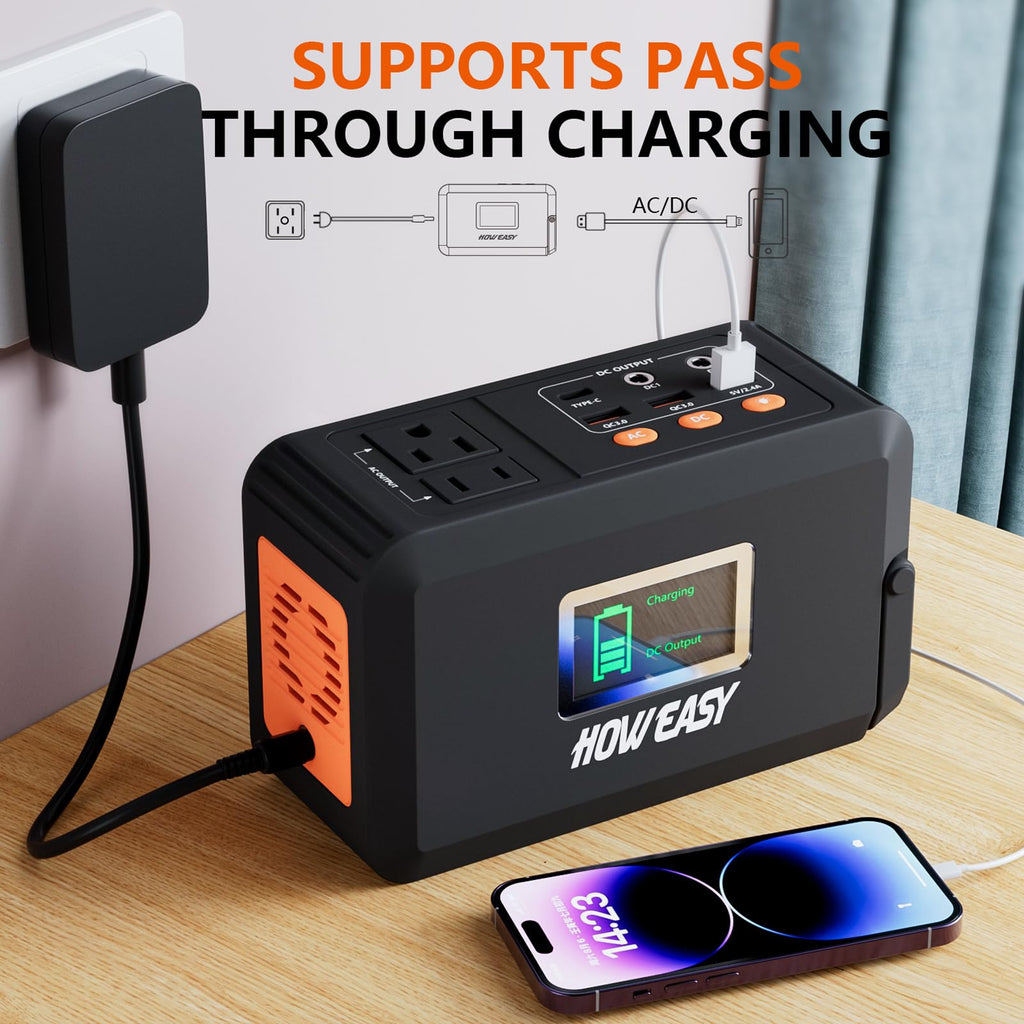HOWEASY Portable Power Station,120W(240W Peak) Solar Generator