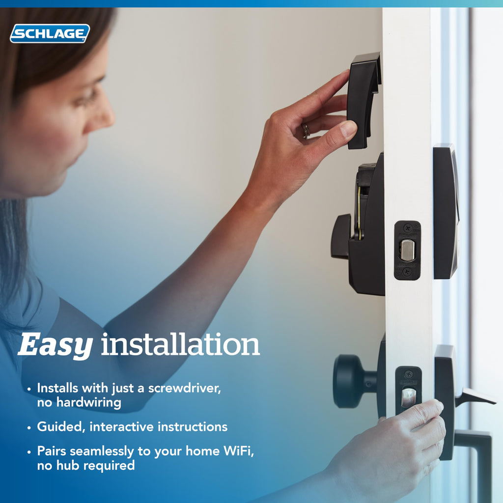 Schlage Encode Smart WiFi Deadbolt Lock with Century Trim, Matte Black