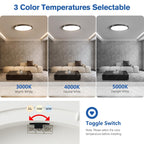 6 Pack 12 Inch Hardwired Dimmable LED Flush Mount Ceiling Light Fixtures, 24W 2640LM 3000K/4000K/5000K, House Upgrade Led Lights for Bedroom Hallway