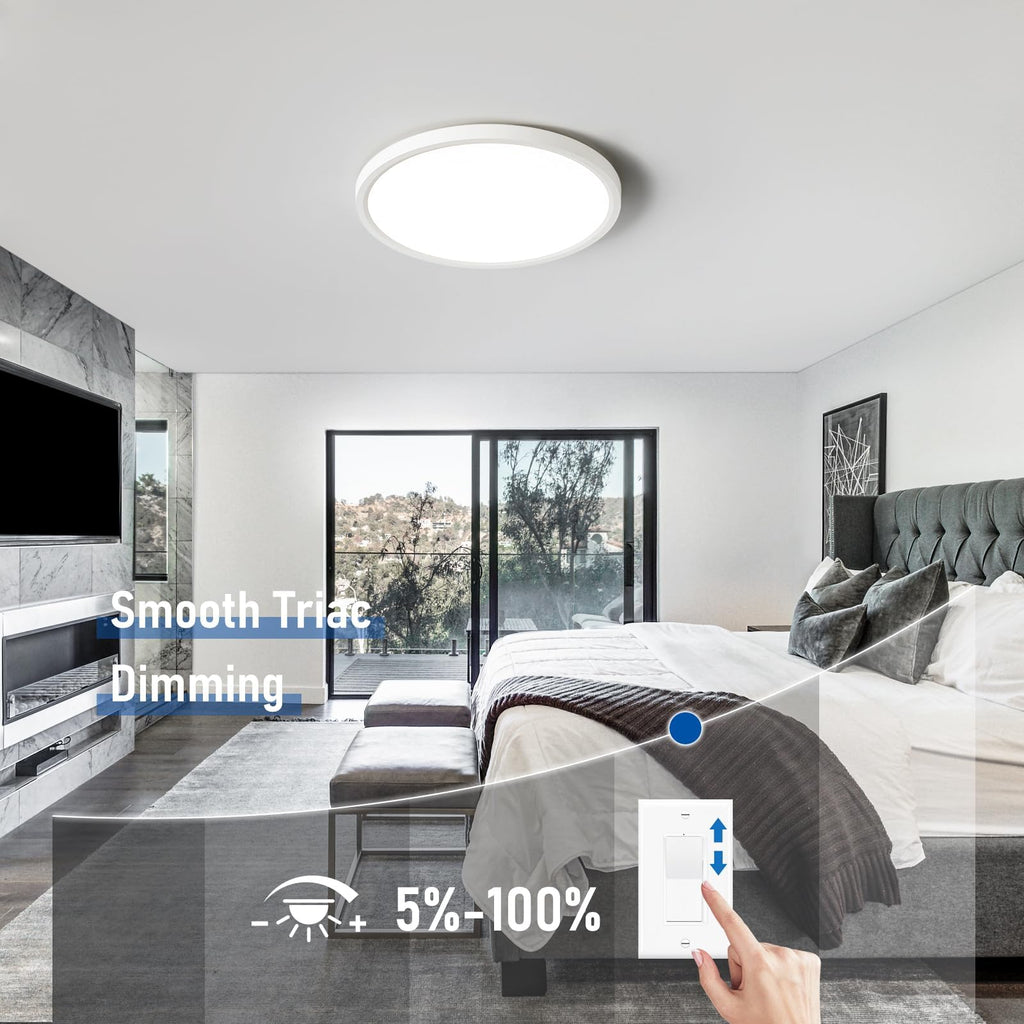 6 Pack 12 Inch Hardwired Dimmable LED Flush Mount Ceiling Light Fixtures, 24W 2640LM 3000K/4000K/5000K, House Upgrade Led Lights for Bedroom Hallway