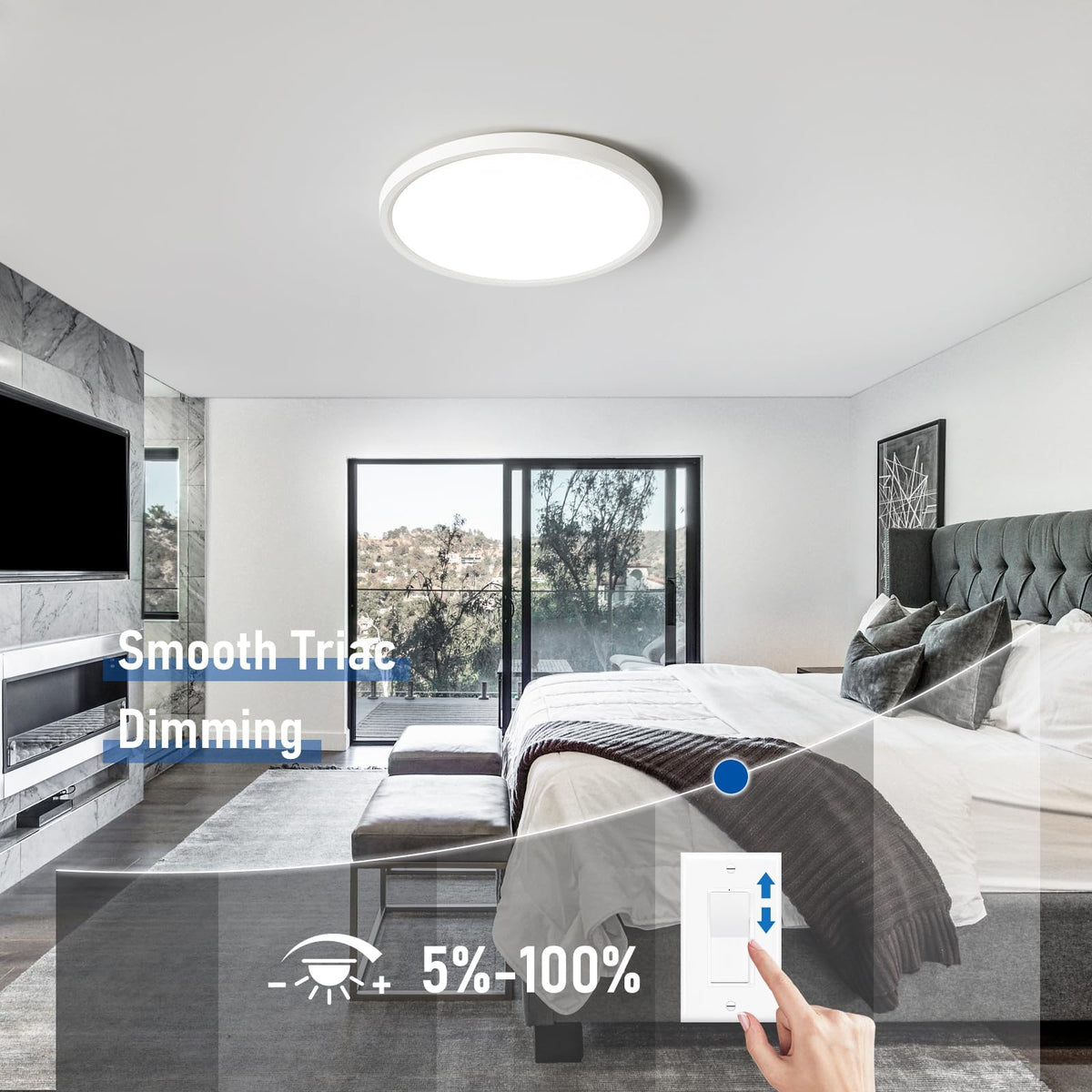 6 Pack 12 Inch Hardwired Dimmable LED Flush Mount Ceiling Light Fixtures, 24W 2640LM 3000K/4000K/5000K, House Upgrade Led Lights for Bedroom Hallway