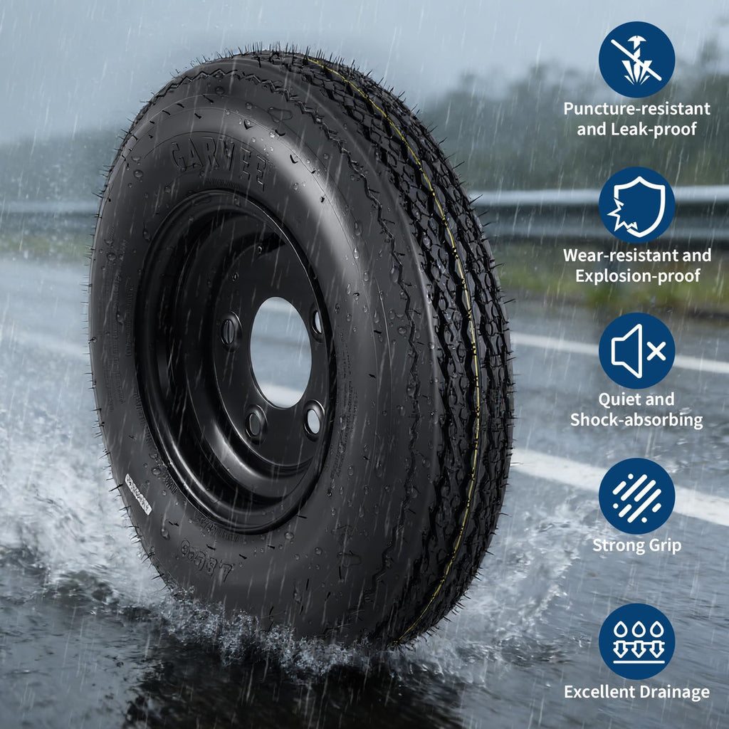 Garvee 2-Pack ST175/80D13 Trailer Tires with Black 13" Spoke Wheel