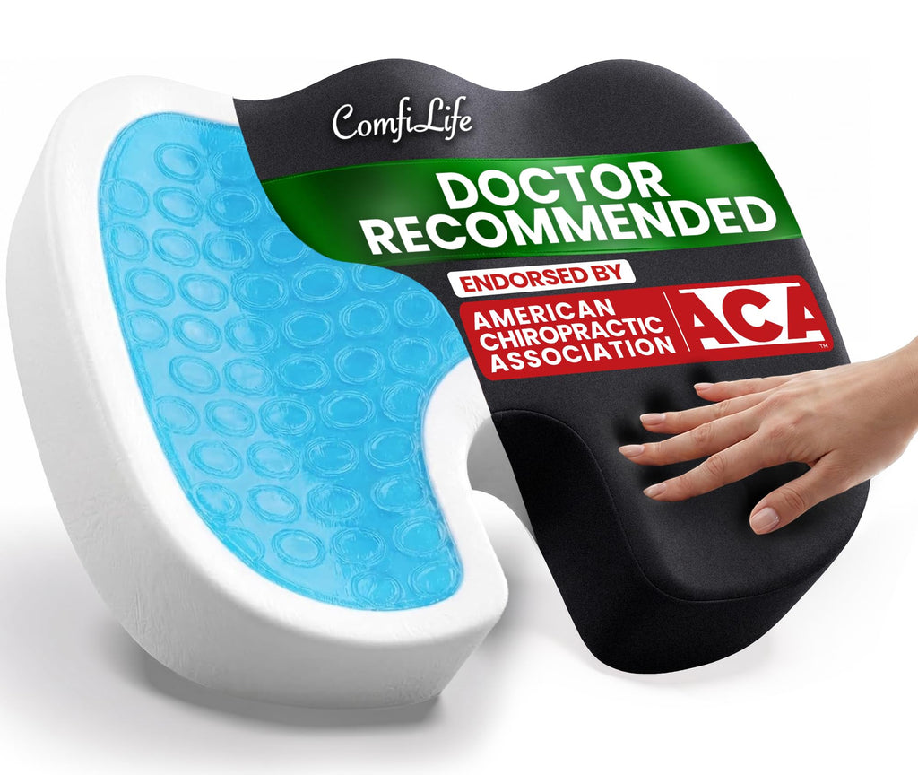 ComfiLife Doctor Recommended Seat Cushion - Premium Gel & Memory Foam Office Chair, Car Seat, Lifting Cushion - Chair Cushions for Back & Sciatica