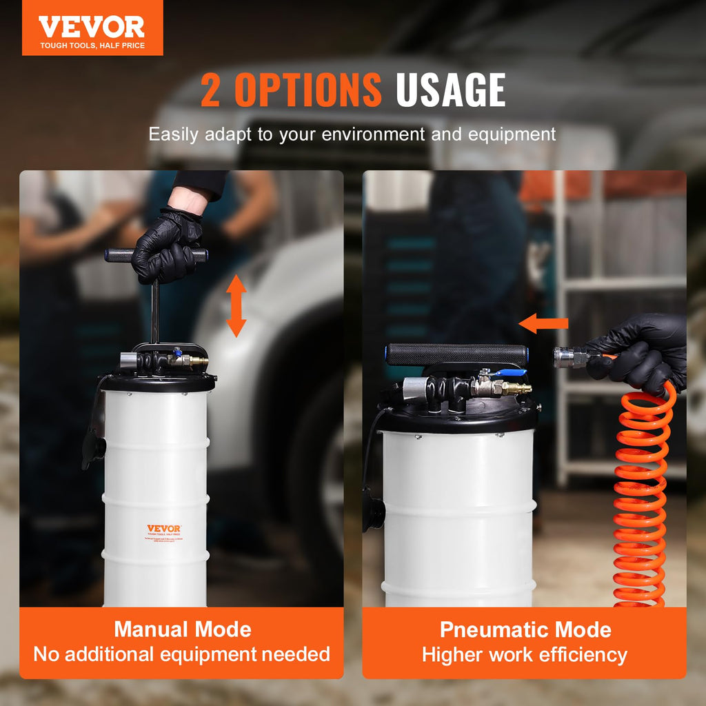 VEVOR 6.5L Pneumatic/Manual Oil Extractor Pump, Fluid Extractor Pump