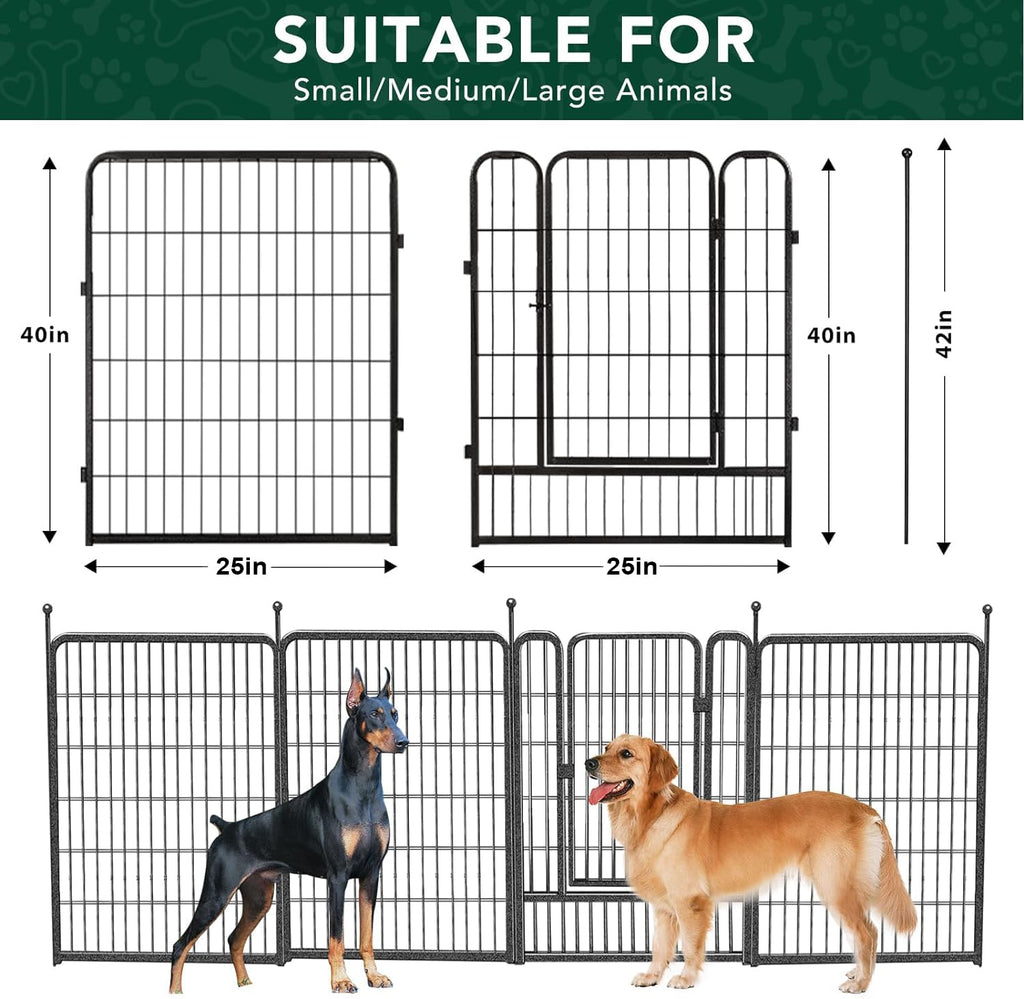 Dog Playpen Outdoor, 16 Panels 40" High Metal Dog Fence with Gate