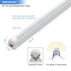 10-Pack 8ft LED Shop Light Fixture - 90W T8 Integrated LED Tube Light - 6500K 12000LM V-Shape Linkable - High Output - Clear Cover - Plug and Play