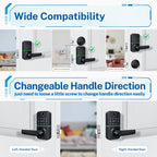 Keypad Smart Door Lock with Handle: Kucacci Keyless Entry Fingerprint Lock - Digital Code Handle with Keypad - Electronic Smart Knob for Front Door