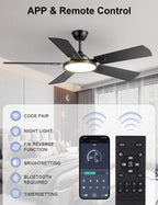 OJX 52 Inch Ceiling Fans with Lights and Remote/APP Control
