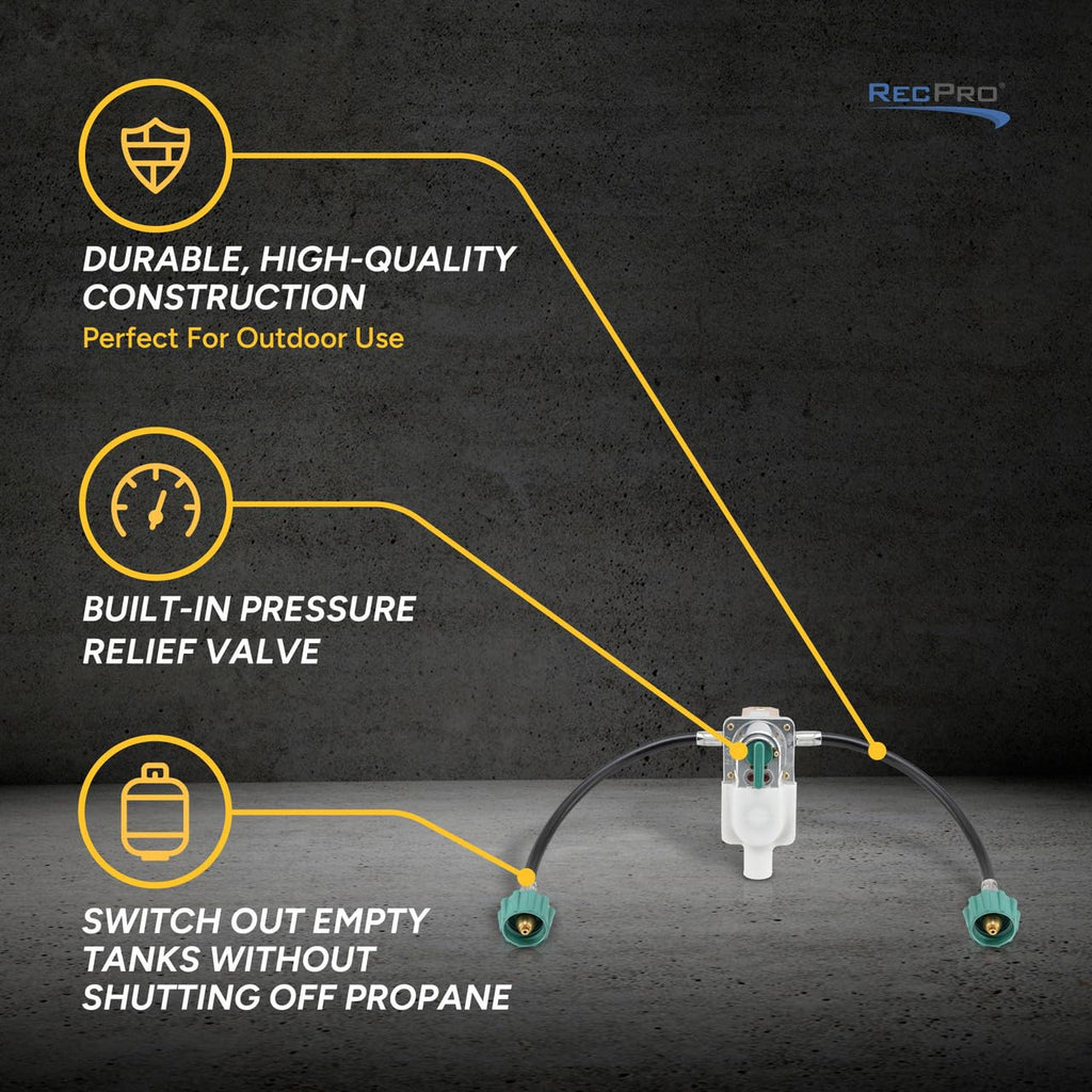 RecPro RV 2-Stage Auto Changeover Propane Regulator w/Hose