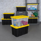 Sterilite Industrial Storage Tote with Lids for Garage, 27 Gallon, 4-Pack