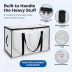 ClearSpace Heavy Duty Moving Bags - Water Resistant Storage Bags with Backpack Straps, Zippers and Handles - Large Moving Boxes for College Dorm