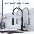 WEWE Black Kitchen Faucet with Pull Down Sprayer, High Arc Bar Sink Faucet
