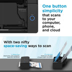 ScanSnap iX1300 Wireless or USB Double-Sided Color Document Scanner, Black