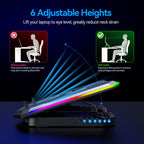 Gaming Laptop Cooling Pad with 8 Cooling Fans, Laptop Fan Cooler Pad for 15-17.3 Inch, Notebook Cooler Stand with 6 Height Adjustable, RGB Cooling