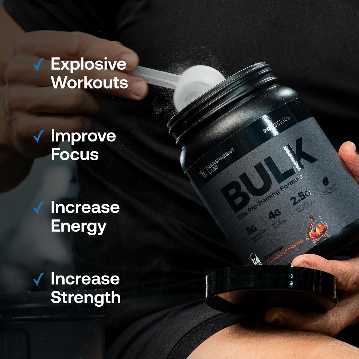 Transparent Labs Bulk Black Pre Workout - 30 Servings, Strawberry Mango