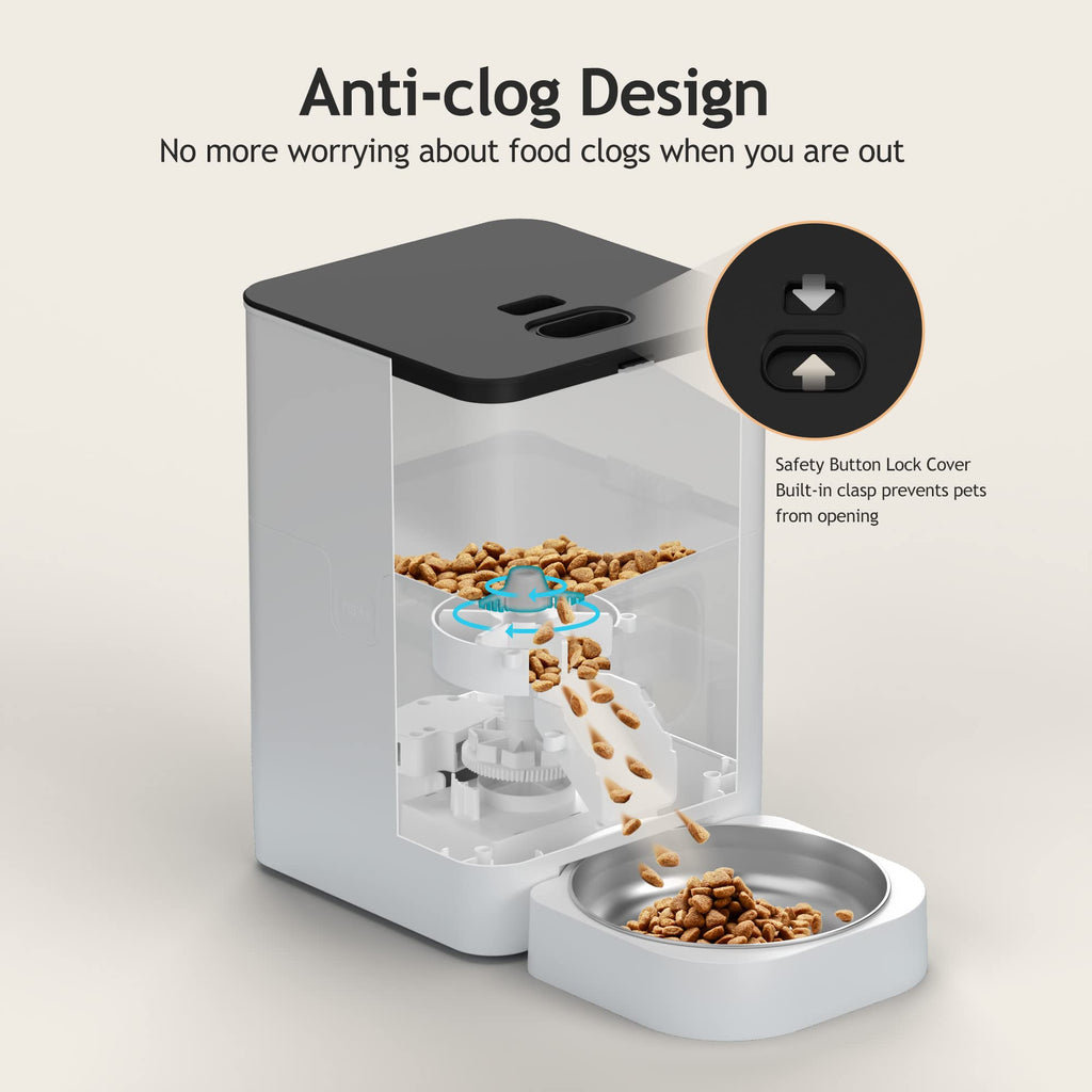 VOLUAS Automatic Cat Feeder, 4L Timed Dry Food Dispenser for Cats & Dogs
