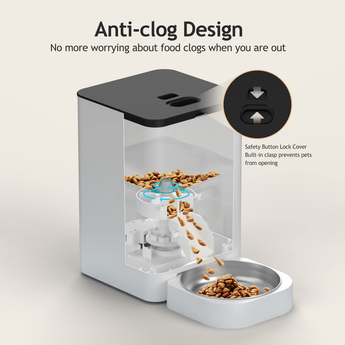 VOLUAS Automatic Cat Feeder, 4L Timed Dry Food Dispenser for Cats & Dogs