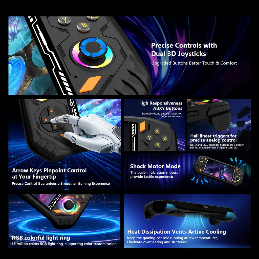 RG52MINI Retro Handheld Game Console, 5.5 Inch IPS Screen, Portable Dual System, 64GB Support 30+ Emulator&22000+ Classic Games, WiFi Networked