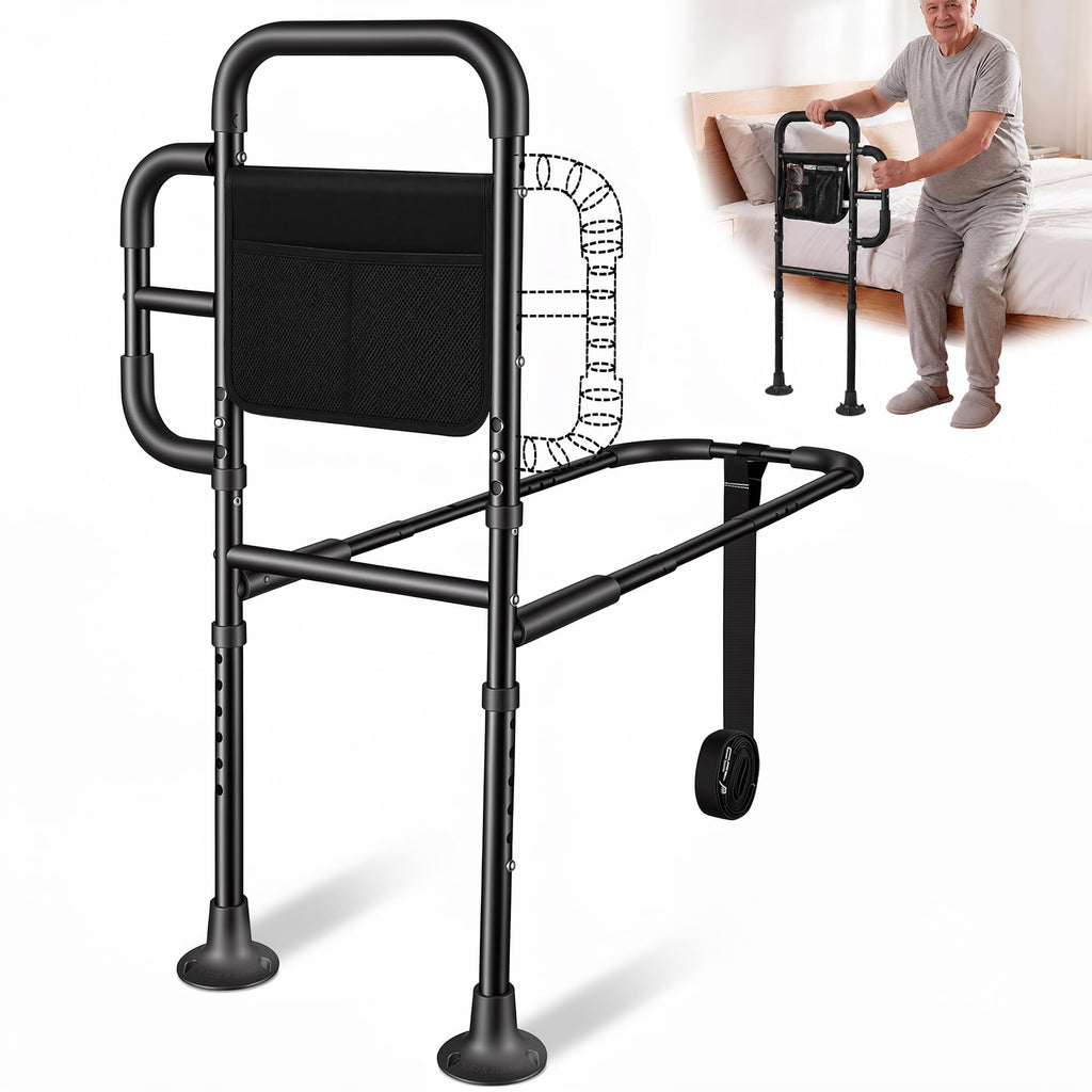Bed Rails for Elderly Adults Safety, ASTM Tested 400 LBS Bed Assist Rail with Side Assist Handle, Ergonomic Foam Grip, Bed Cane for Seniors