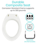 Vive Raised Toilet Seat Riser for Seniors (with Handles) - Handicap Rail