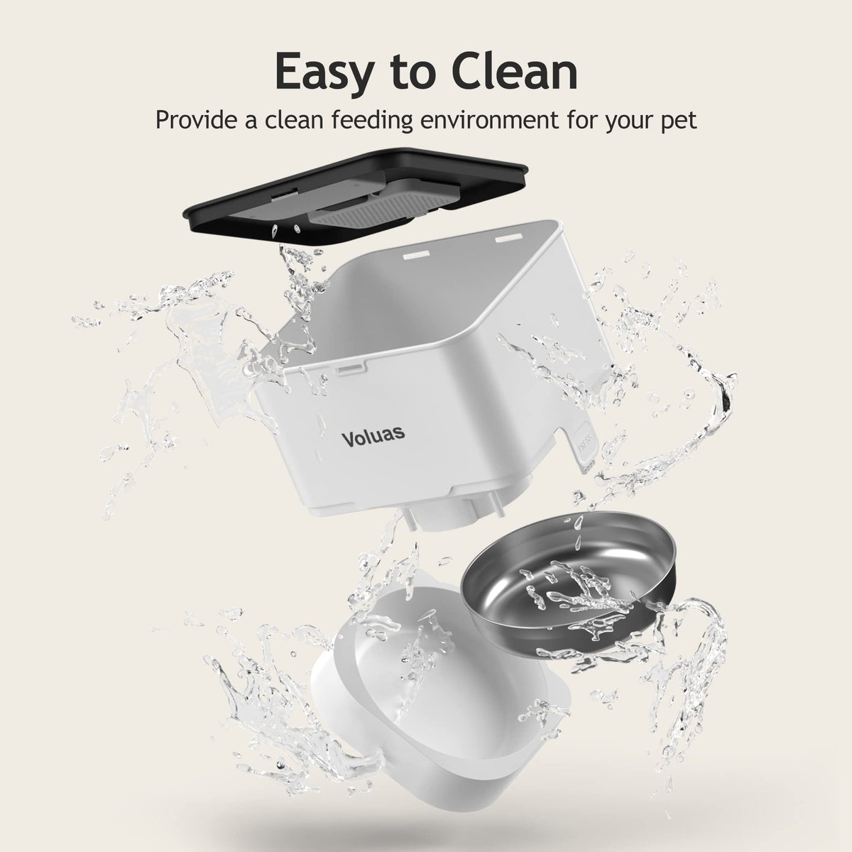 VOLUAS Automatic Cat Feeder, 4L Timed Dry Food Dispenser for Cats & Dogs