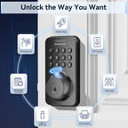 U68 Fingerprint Keypad Deadbolt with Knob Set, Matte Black