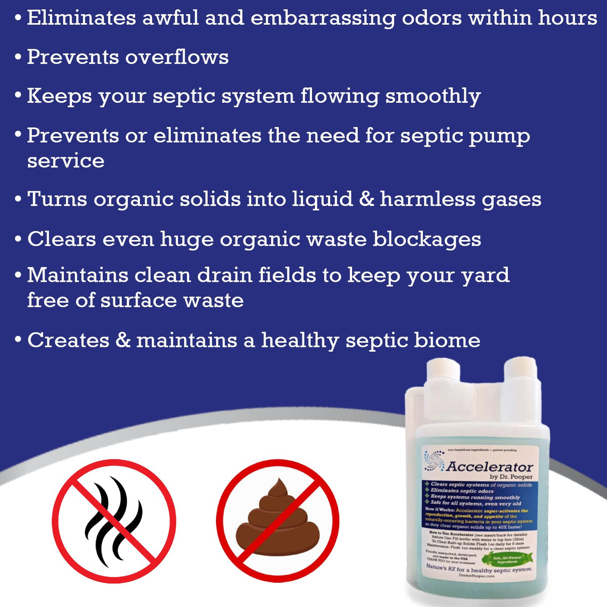 Dr. Pooper Accelerator Septic Tank Treatment Liquid – Eliminates Odors