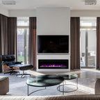 Electactic 36 Inch Electric Fireplace Insert Ultra-Thin - Recessed & Wall-Mounted Fireplace Heater with Thermostat, Adjustable Flame, Remote Control