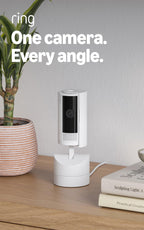 Ring Pan-Tilt Indoor Cam — See all around your home or business with 360° pan coverage, HD video, plus Two-Way Talk (2024 release), White