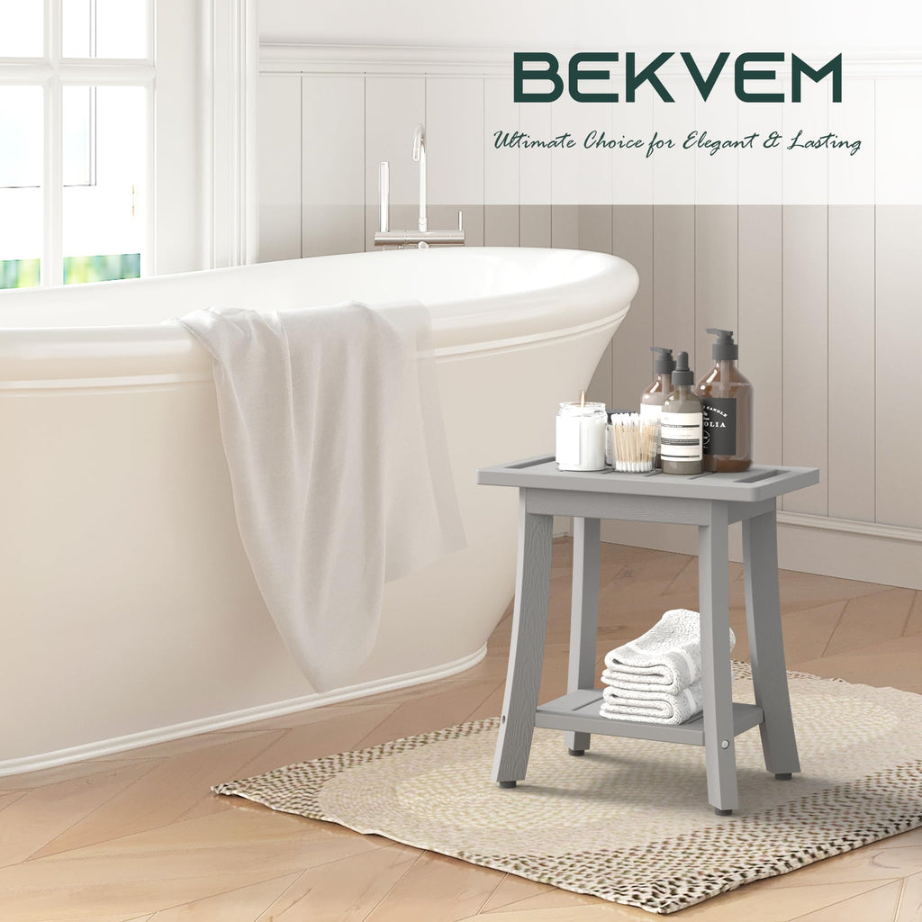 Waterproof HIPS Shower Bench for Inside Shower, Shower Stool, Grey