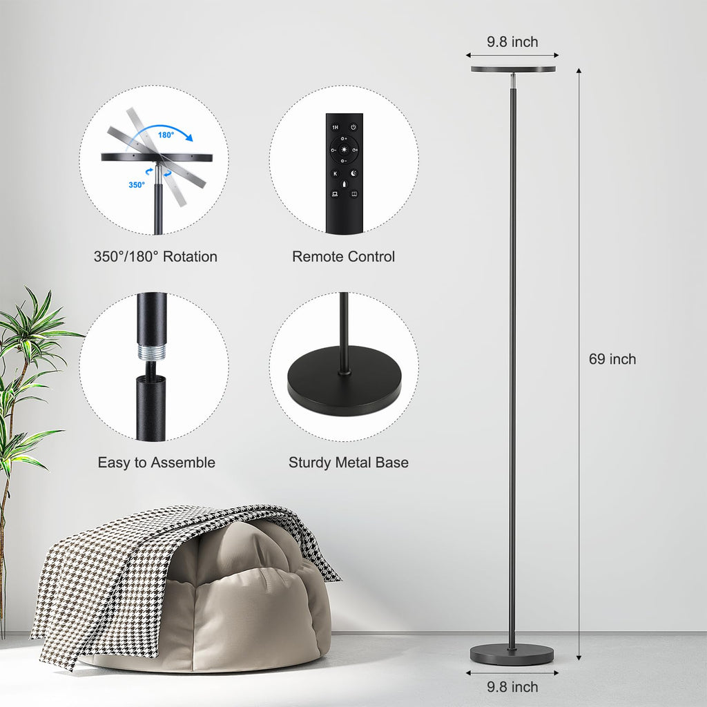 SUNMORY Floor Lamps for Living Room，LED Standing Lamp with Remote Control