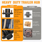2 Sets 2000lb Trailer Axle Trailer Hub Kit 5 Bolt 4.5",Trailer Hub 5 Lug fit 1" and 1-1/16" Trailer Straight Spindle,5×4.5 Trailer hubs,Boat Trailer