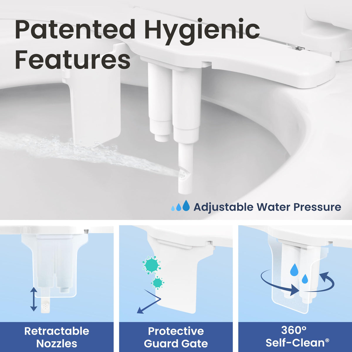 LUXE Bidet NEO 185 PLUS - Patented Bidet Attachment for Toilet, Rose Gold