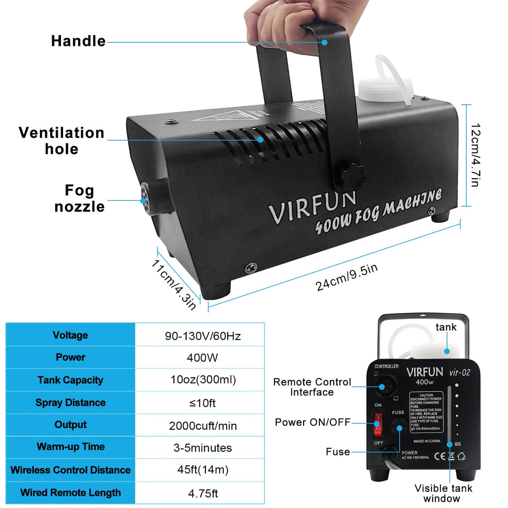 Fog Machine, Smoke Machine with Remote Control for Halloween, Party