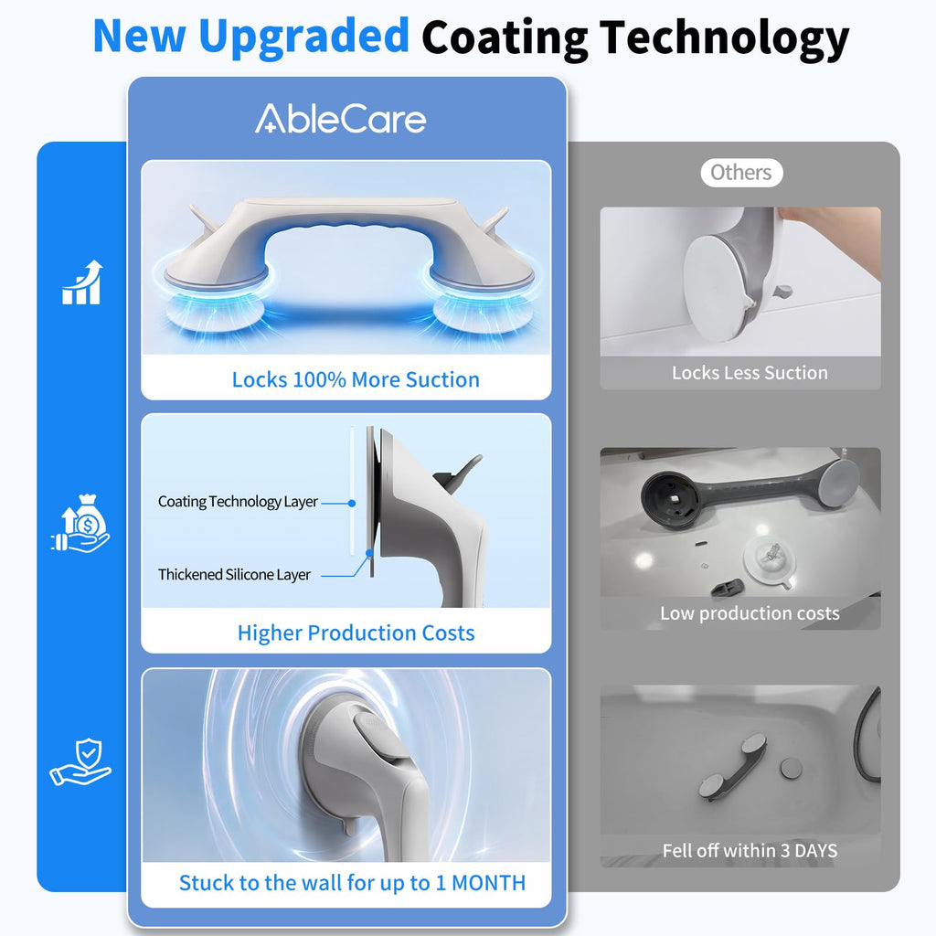2 Pack Grab Bars for Shower, 16 Inch Shower Handles for Elderly