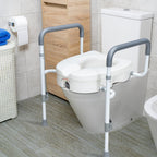 Raised Toilet Seat with Handles for Seniors, 5-inch Rise
