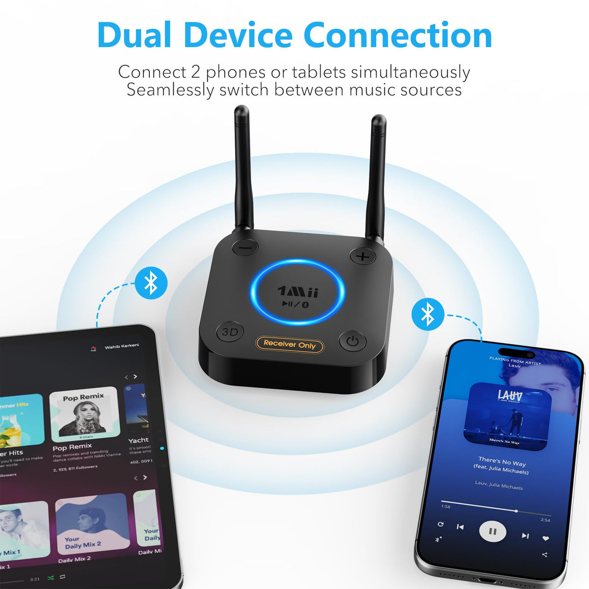 [Upgraded] 1Mii B06Pro Long Range Bluetooth Receiver, HiFi Wireless Audio Adapter, Bluetooth 5.3 Receiver with 3D Surround aptX HD Low Latency