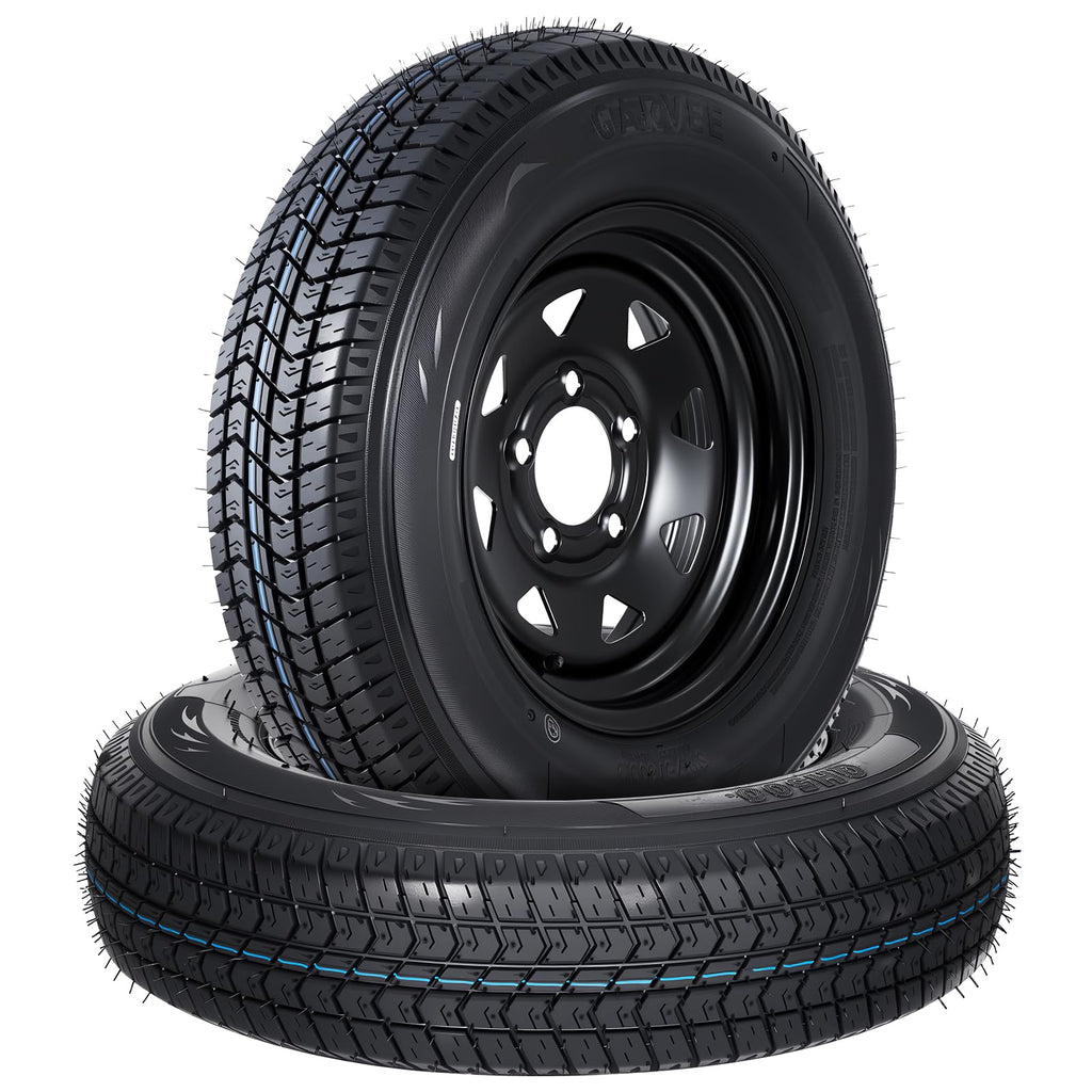 Garvee 2-Pack ST175/80D13 Trailer Tires with Black 13" Spoke Wheel