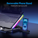 Gaming Laptop Cooling Pad with 8 Cooling Fans, Laptop Fan Cooler Pad for 15-17.3 Inch, Notebook Cooler Stand with 6 Height Adjustable, RGB Cooling