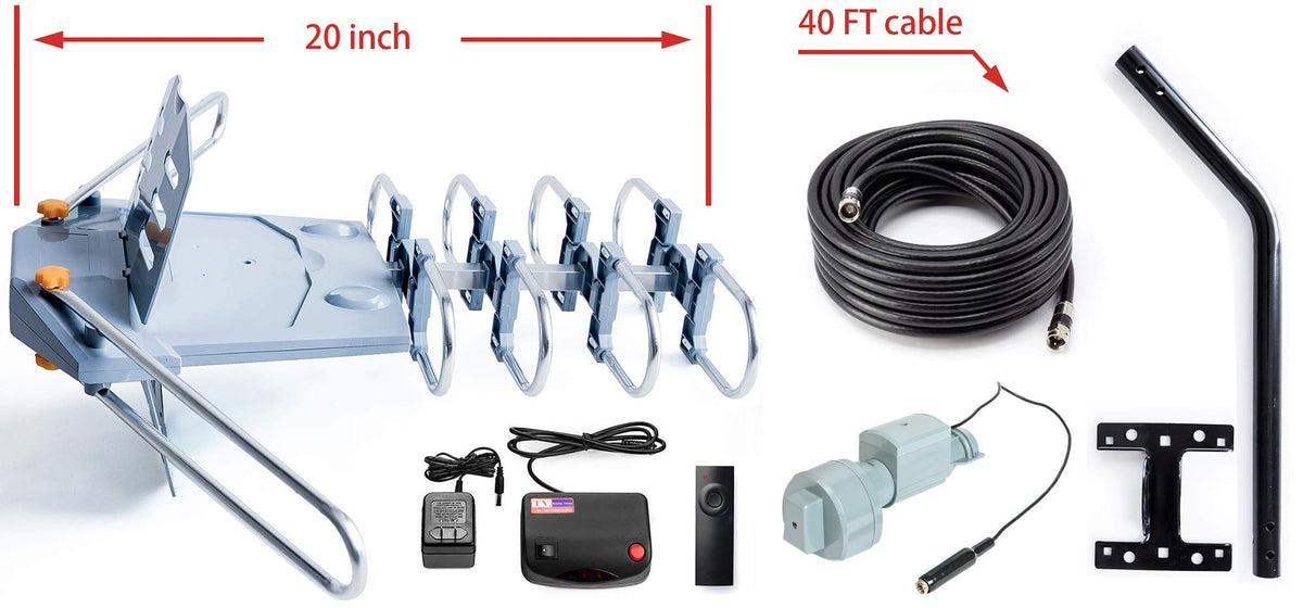 Amplified Outdoor TV Antenna for Local Channels, 360° Remote Rotation