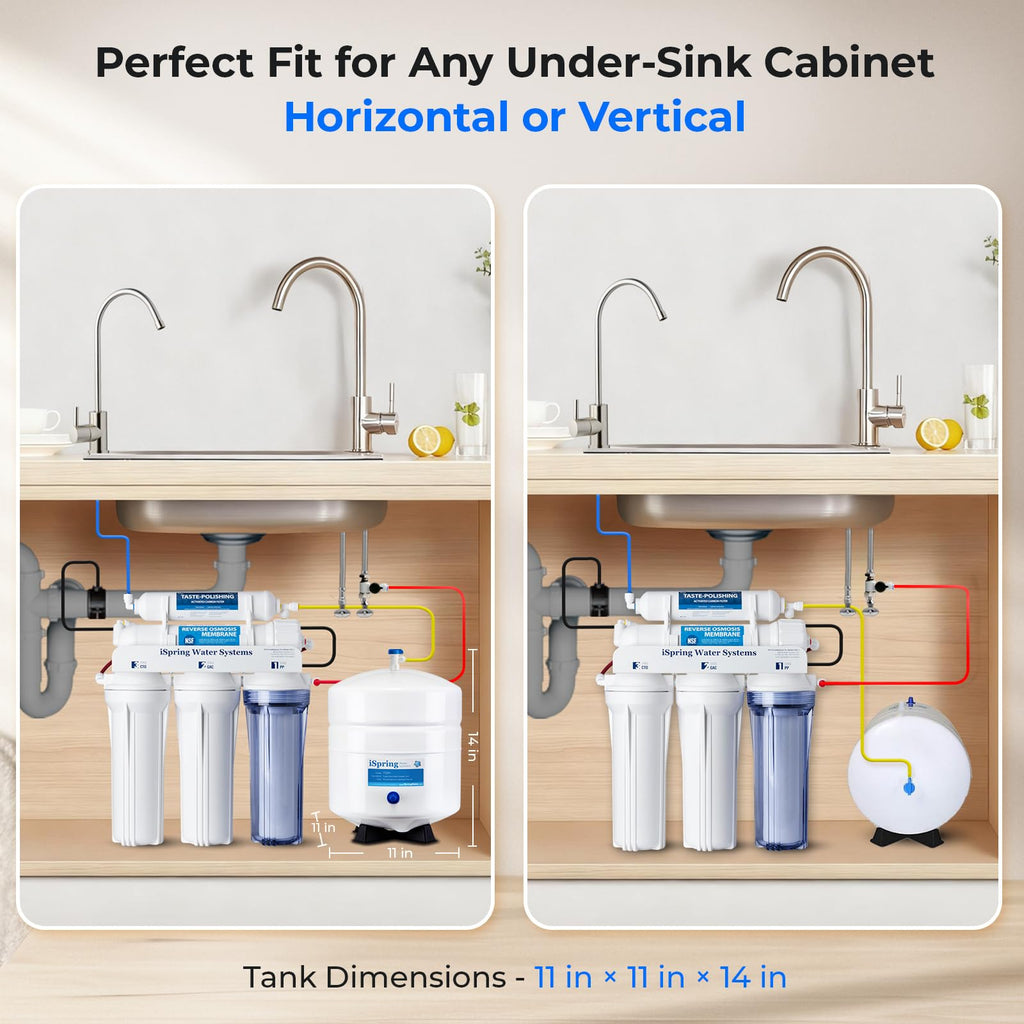 iSpring T32M Pressurized Water Storage Tank with Ball Valve for Reverse Osmosis RO Systems, 4 Gallon, 1/4" Tank Valve Included, White
