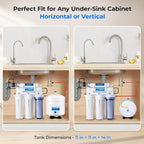 iSpring T32M Pressurized Water Storage Tank with Ball Valve for Reverse Osmosis RO Systems, 4 Gallon, 1/4" Tank Valve Included, White