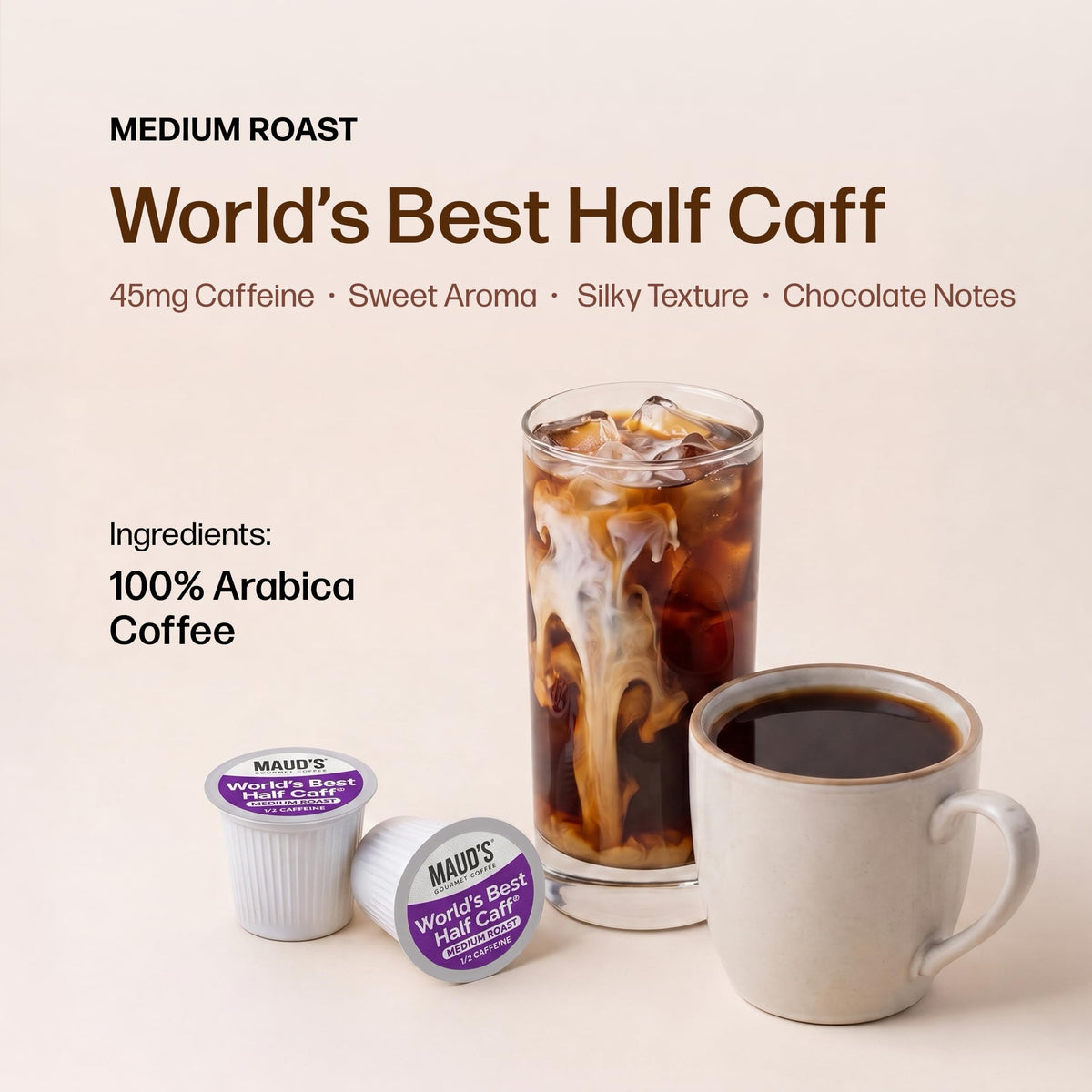 Maud's Half Caff Medium Roast Coffee Pods, 100ct