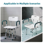 Swivel Shower Chair with Arms and Back, Heavy Duty Shower Seat for Inside Shower Stall and Bathtub, Height Adjustable Safety Bath Seat for Elderly