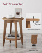 VASAGLE Round Side Table with Lower Shelf, End Table for Small Spaces