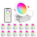 Smart Recessed Lighting 4 Inch RGBCW Color Changing 12W LED Downlight with Junction Box,1080 Lumen Recessed Ceiling Light Compatible with Alexa