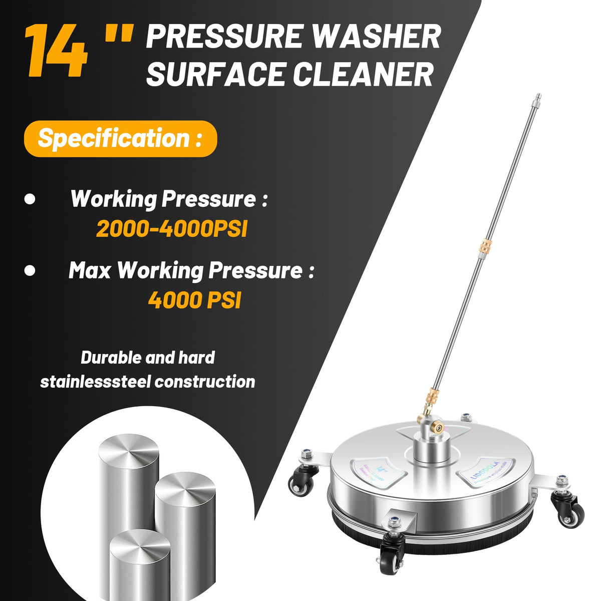 14'' Pressure Washer Surface Cleaner, Power Washer Accessory